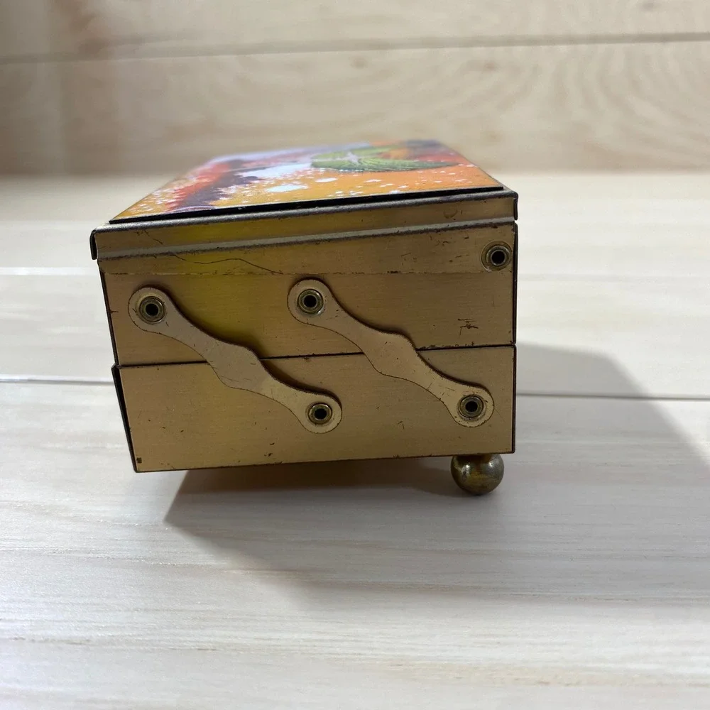 Vintage Day Dreams Handcrafted Porcelain‎ Enamel Jewelry Box Winged Woman Brass